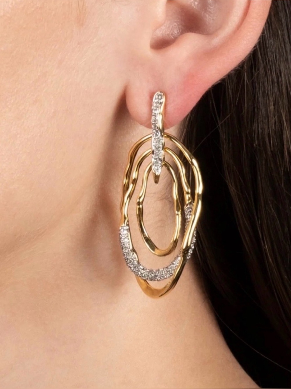ALEXIS BITTAR Solanales Mobile Pave Post Earrings Gold silver Clear MY24 JN04